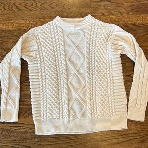 Aelfric Eden Cream Classic Cable Knit Sweater - Medium